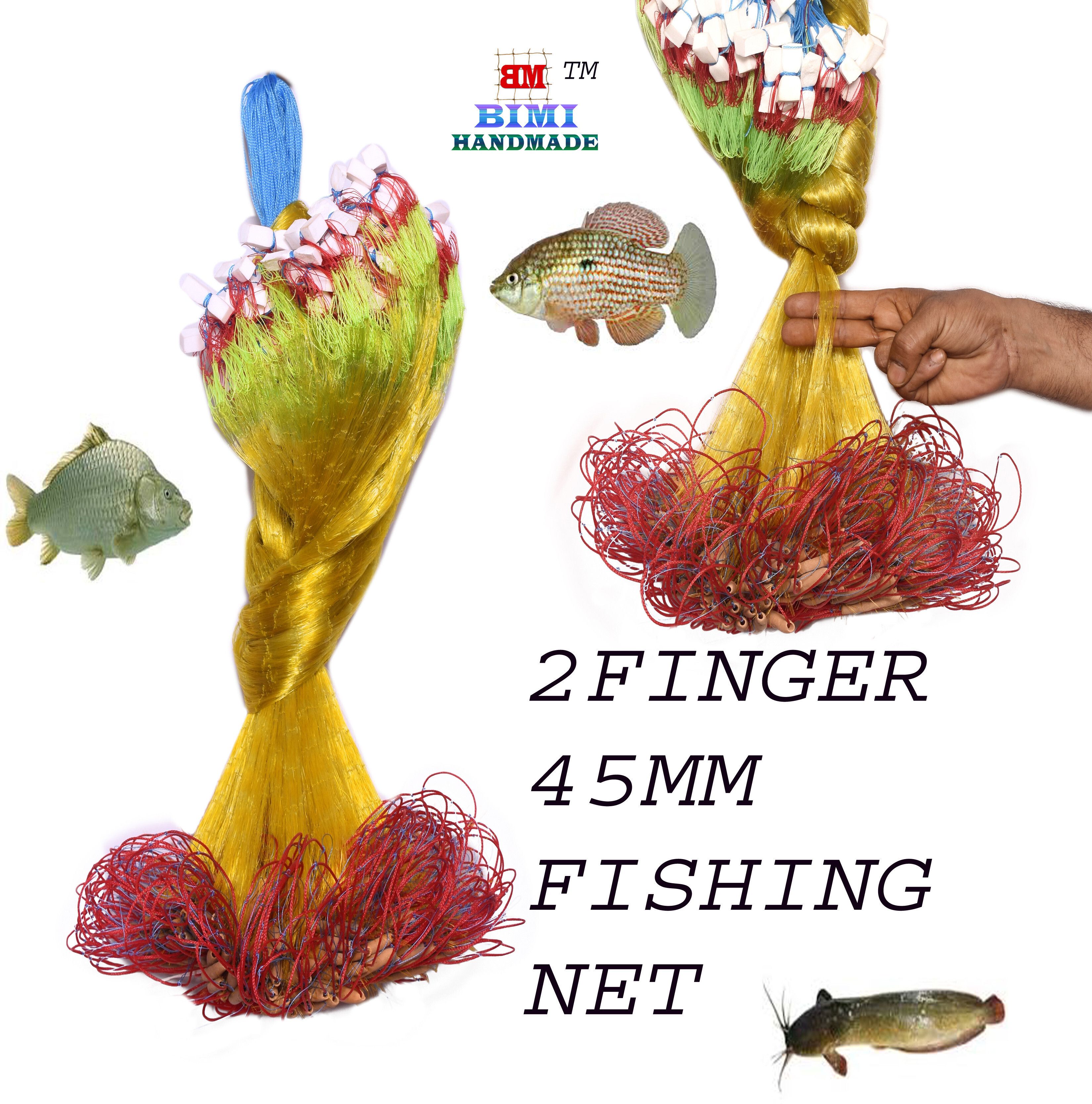 bimi hand made 2 FINGER 45MM COLOUR GILLNET KATHI JAL Aquarium Fish Net-picture-24