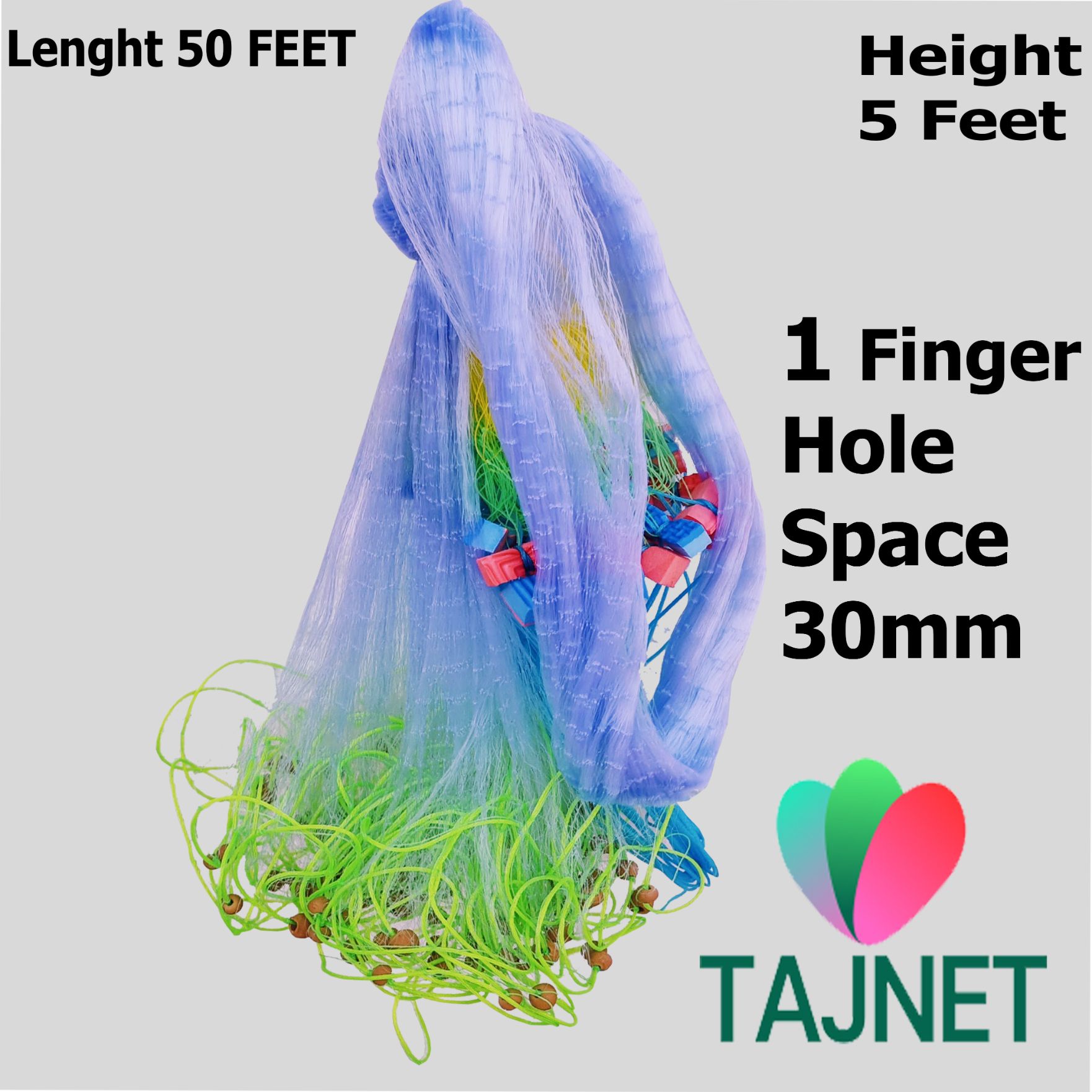1 FINGER 30MM GILLNET,HEIGHT 5FEET,LENGHT 50FT UPPER LENGHT 100FT, DOWN LENGHT Fishing Net-image-33