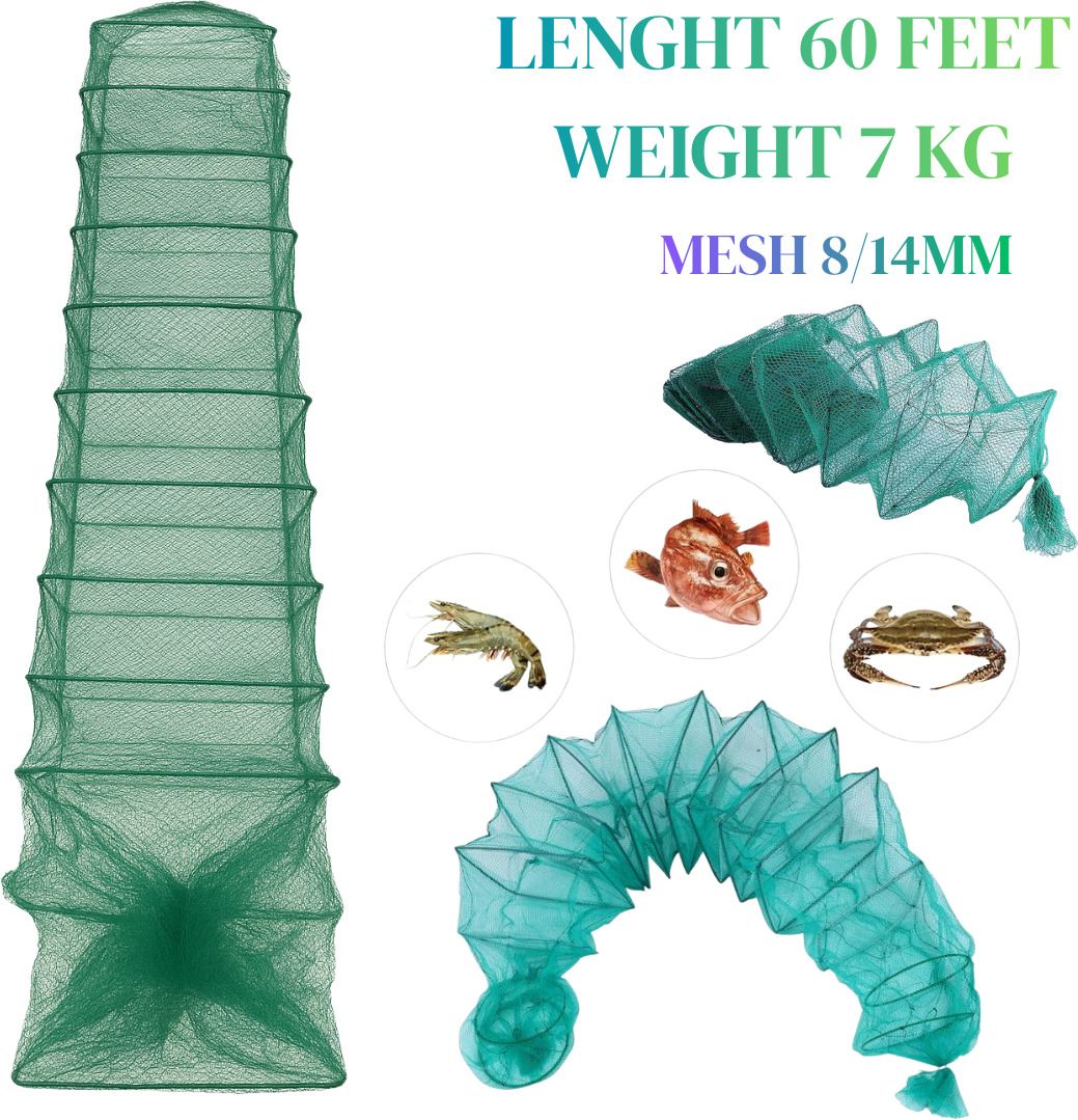 Special Ring Net Chaina Jaal 65Ft Long 14mm Mesh 7Kg PVC Iron Ring Fishing Net Aquarium Fish Net-image-26