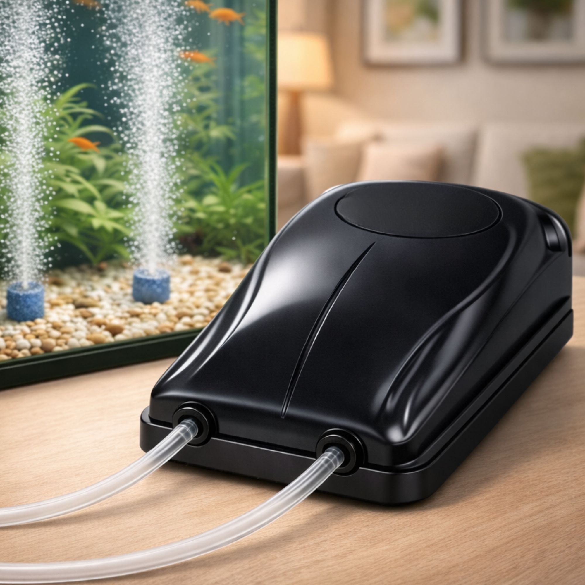 finypetz AP-308 Aquarium Air Pump 5W Dual Outlet with 3m Tube, 2 Airstone & Valves Air Aquarium Pump-picture-24