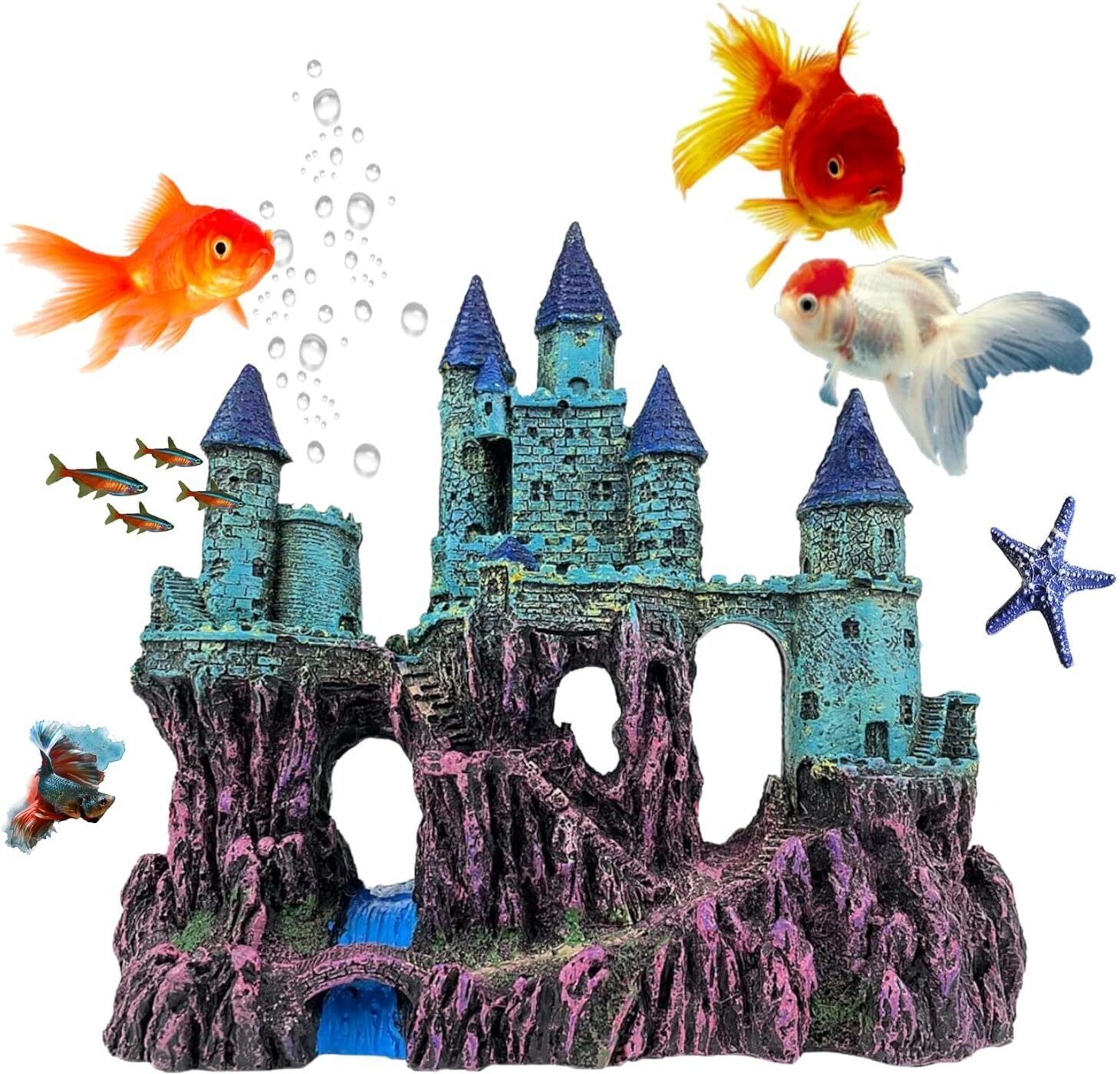 mistlletoe Ancient Castle Fish Tank Aquarium Fish Hide House Beautiful Aquarium Decoration Laterite Unplanted Substrate-picture-0