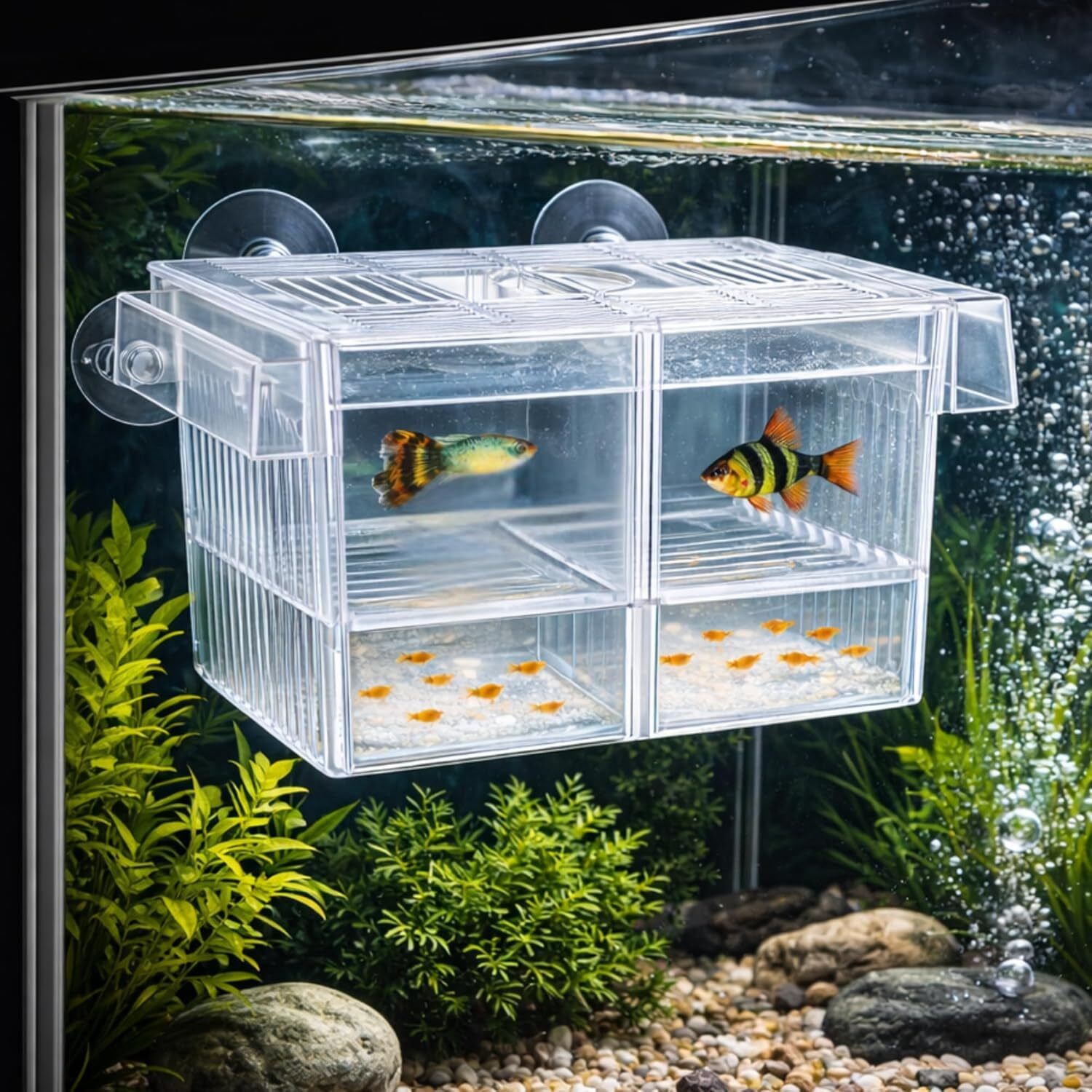 finypetz Aquarium Double Isolation Box FH-20 | Fish Breeding & Fry Separator Aquarium Tool-picture-30