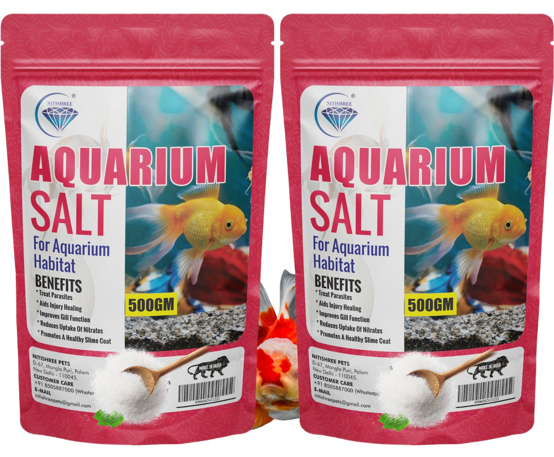 nitishree Aquarium Salt for Aquarium Fish Tank - 450 gm+450gm Aquarium Tool-picture-11