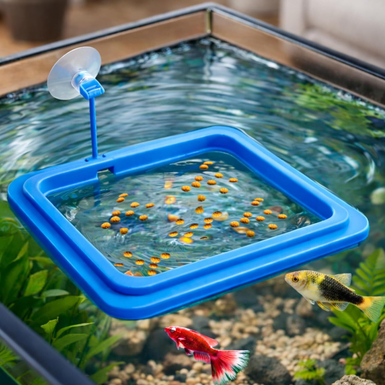 finypetz Floating Aquarium Fish Feeder | Rectangular Feeding Ring for Pellets Aquarium Tool-picture-25