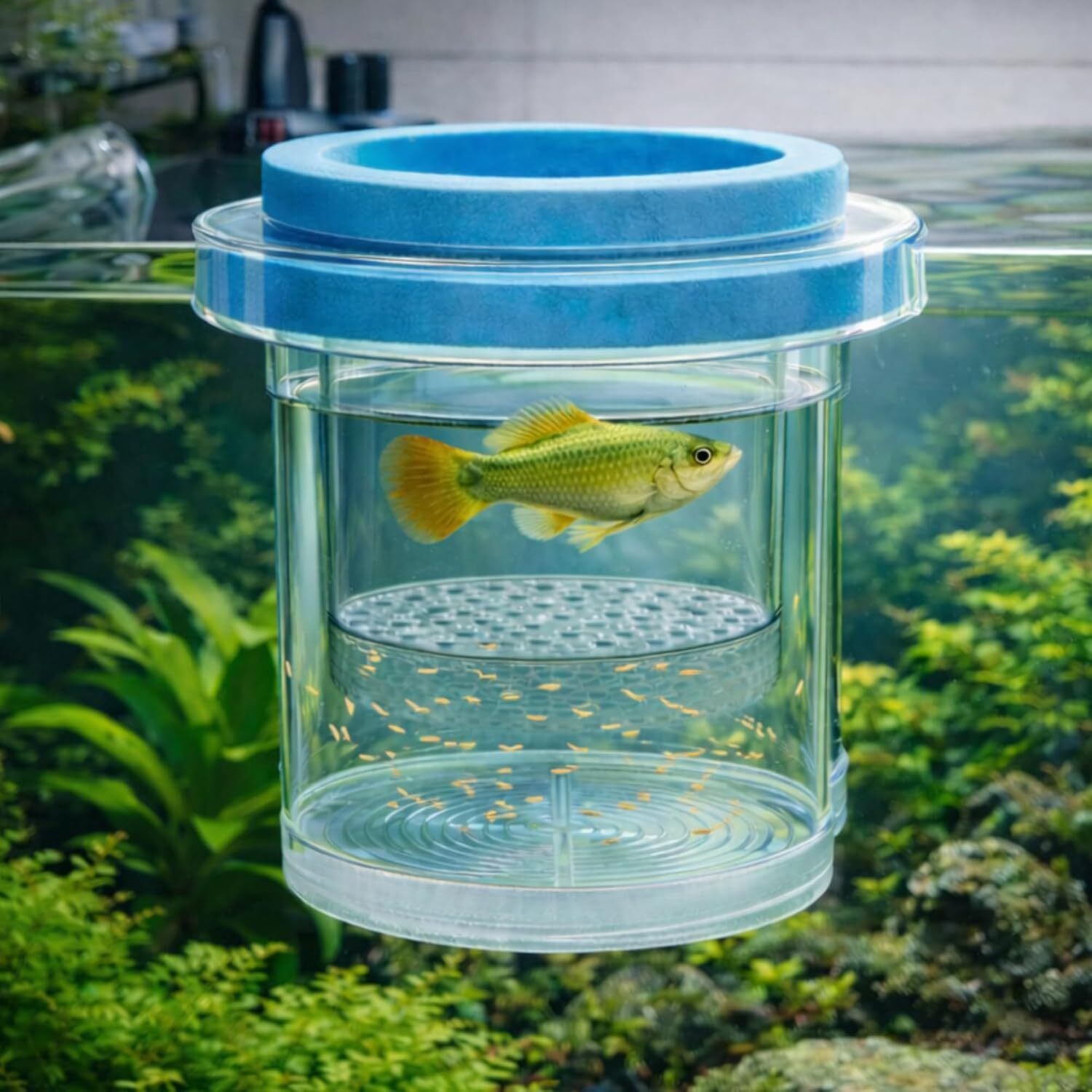 finypetz Round Aquarium Fish Breeder Box 11.5CM | Floating Fry Hatchery for Guppy Betta Aquarium Tool-picture-5