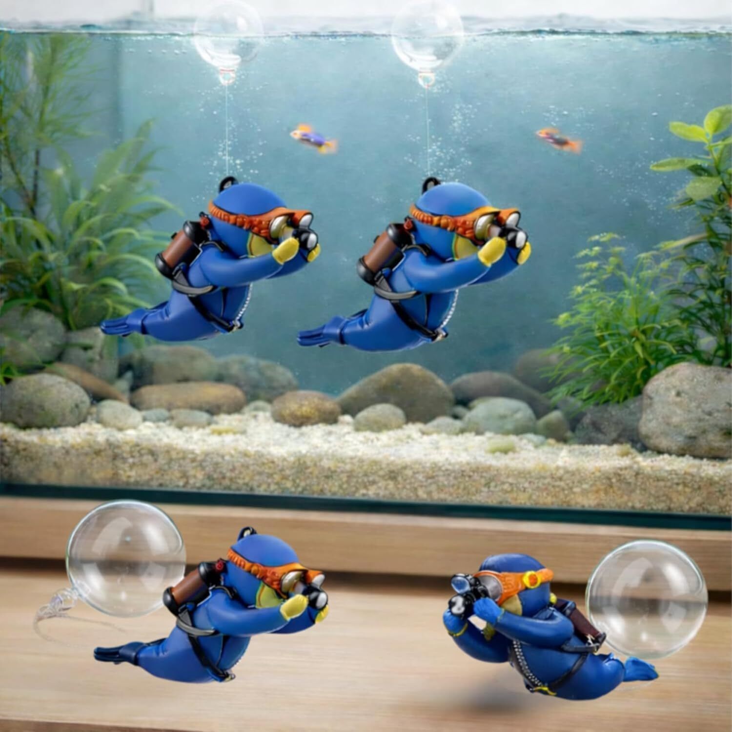 finypetz Aquarium Floating Blue Diver Decor Pack of 2 | Resin Safe Floating Aquarium Toy Aquarium Tool-picture-11