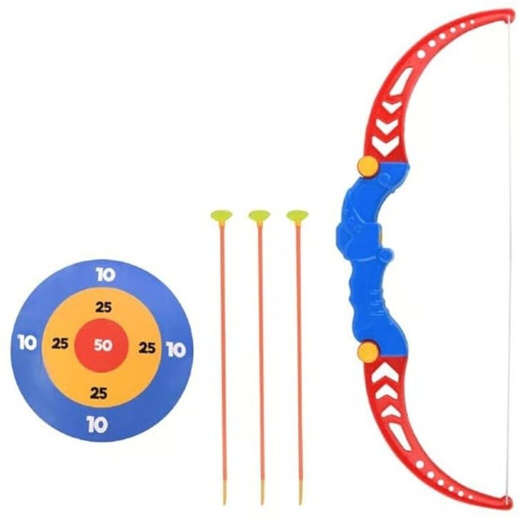 Kids Archery Set with Bow, 3 Safe Suction Cup Arrows, Target Board Archery Fletch