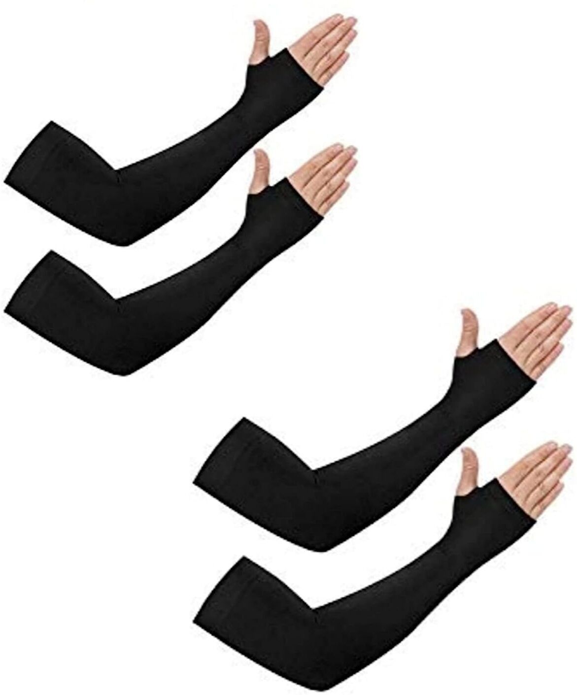 khargadham Black UV Sunblock protection with Thumb Hole Arm Sleeves for Unisex Cycling Gloves-picture-18