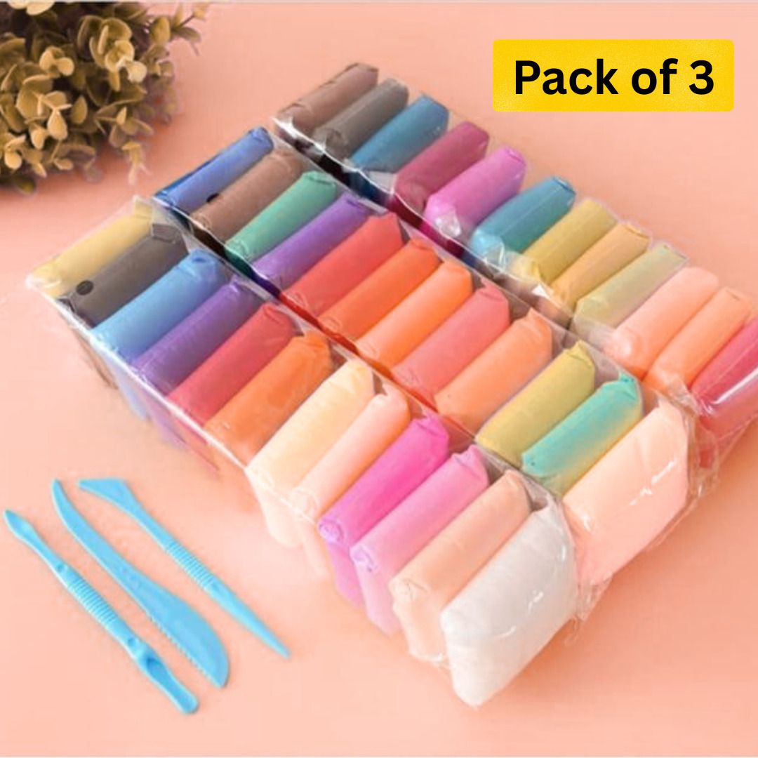 Soft Modelling Clay Set | 12 Colors x 3 Sets | Total 36 Clay Bars Art Clay-image-39