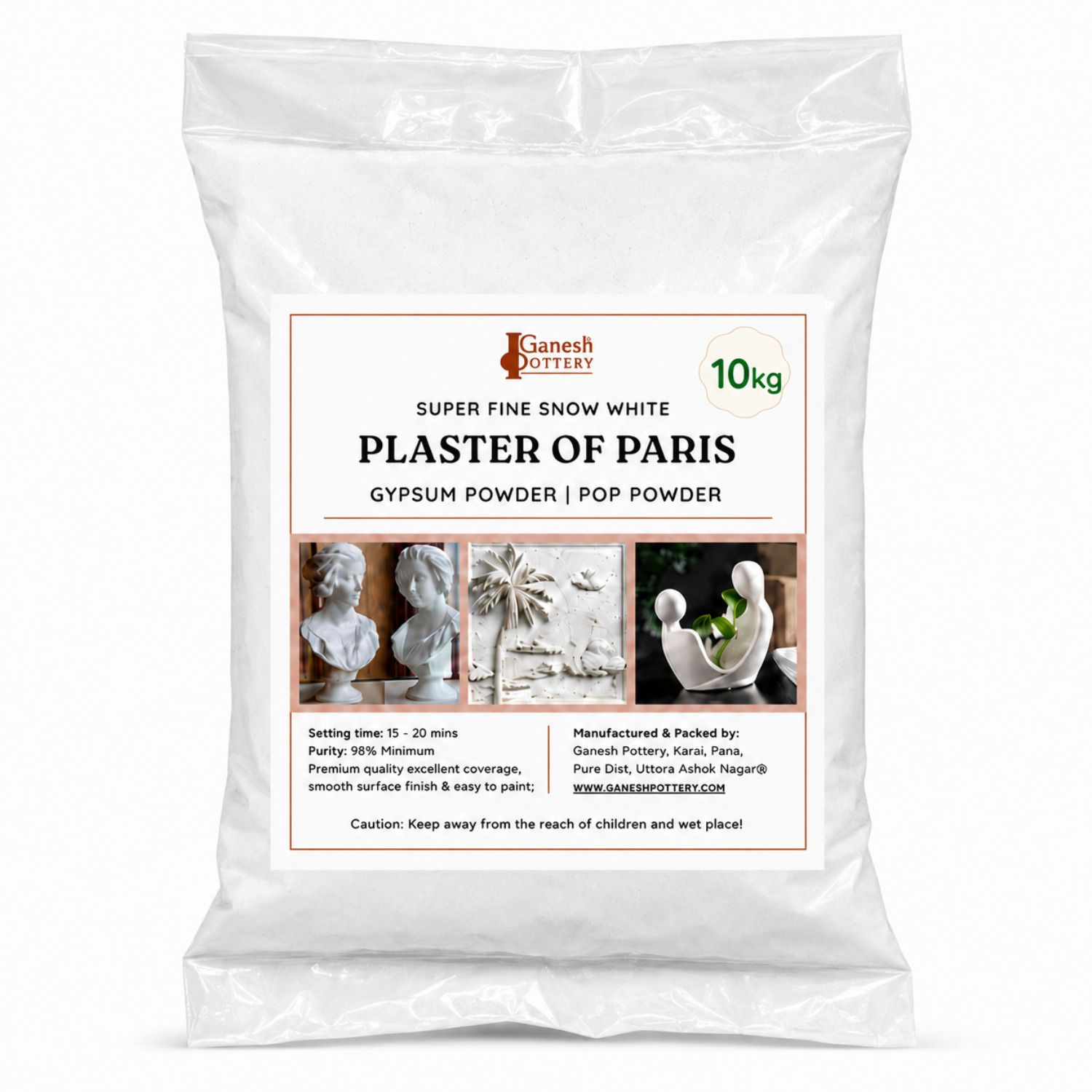 Plaster of Paris Powder for Art & Craft, White Gypsum Art Clay-image-2