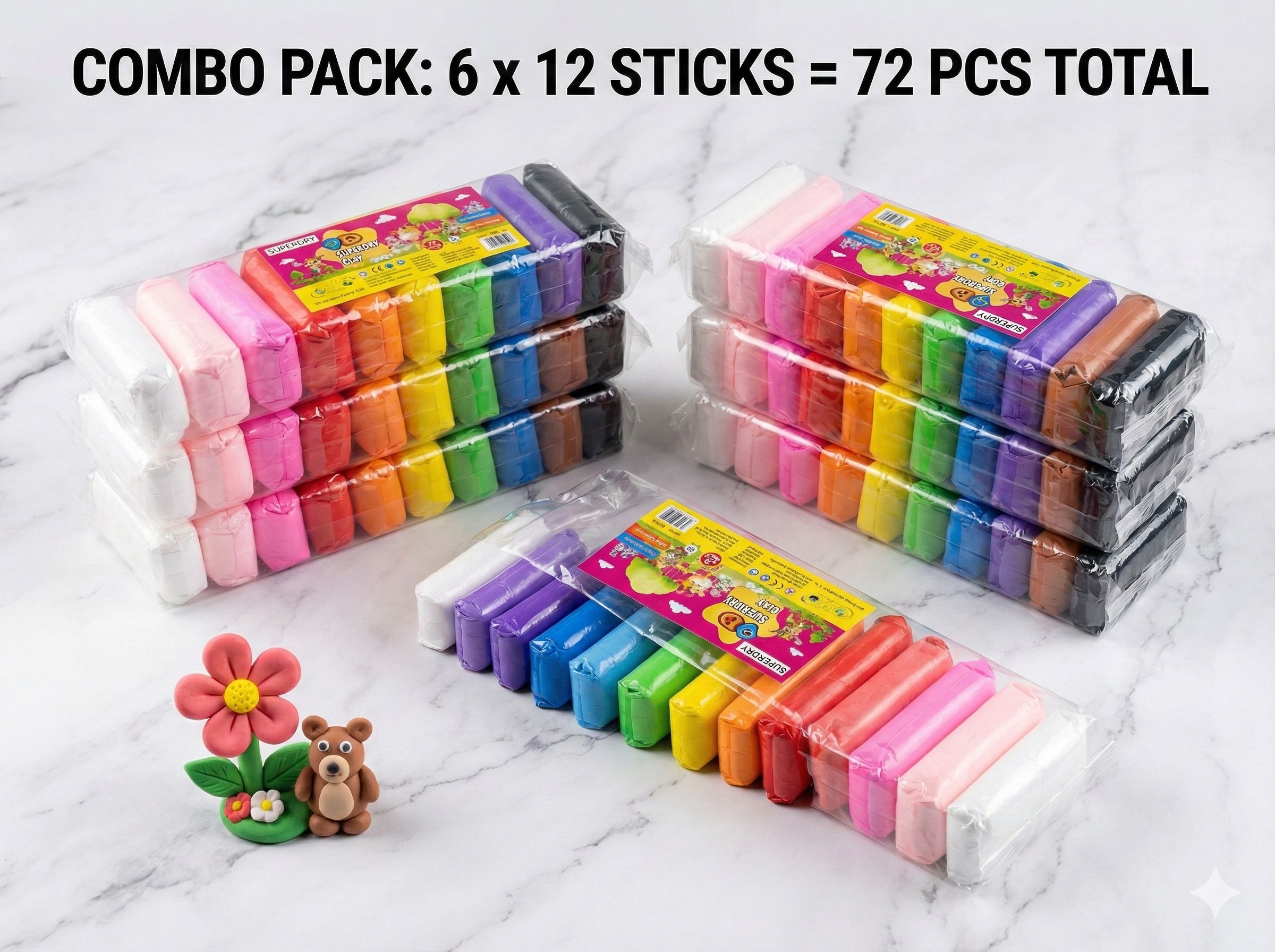 rarab NON TOXIC SUPER DRY CLAY COMBO PACK OF 6 Art Clay-picture-10