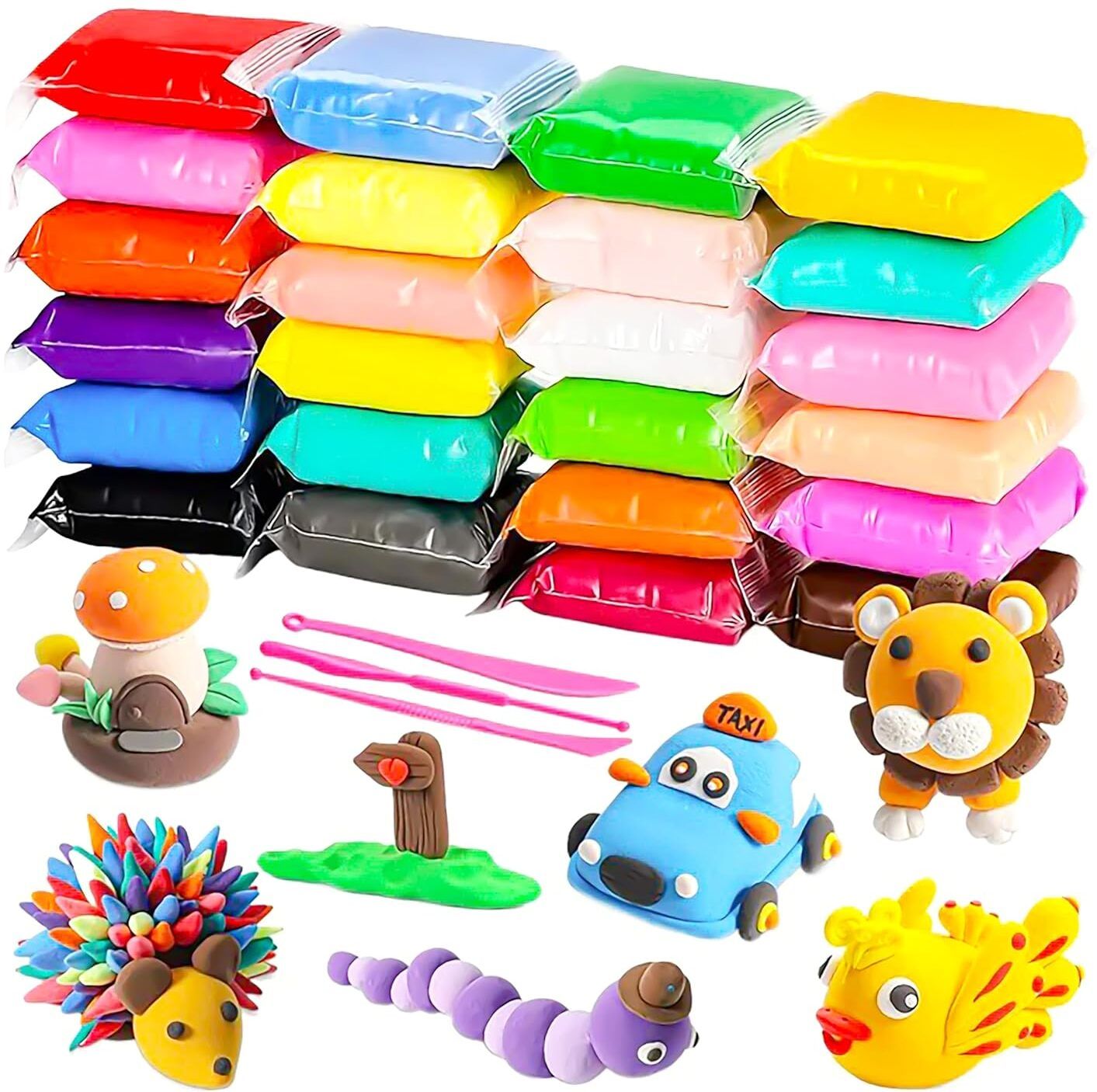 sonaessential Pack of 36 Air Dry Clay, Colorful Soft Playing Clay with 3 Tools, Art & Crafts-picture-21