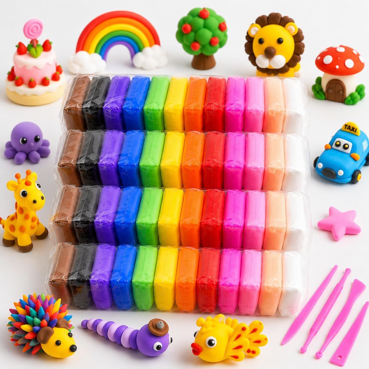 retro 48 Pcs Air Dry Clay Kit for Kids | Super Soft Lightweight Modeling Clay Set Art Clay-picture-4
