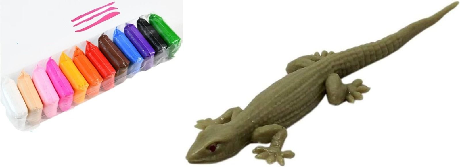 novitash 12 PCS Air Dry Clay with 1 Stretchy Lizard Toy Combo; Birthday Return Gift-picture-5