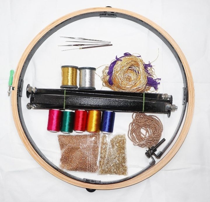 dealx Aari work 18 Inch Stand With 18 Inch Wooden Hoop With 15 Items-picture-13