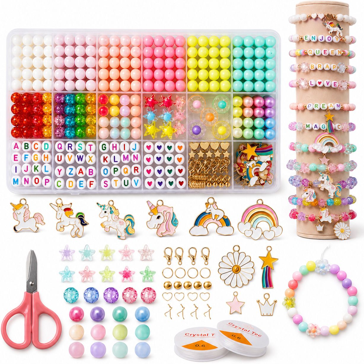 kshyovrata Unicorn Rainbow DIY Bracelet Making Beads Jewellery Kit for Kids Girls-picture-13