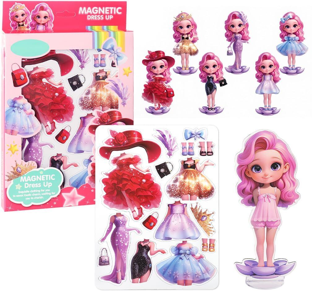 svulint Magnetic Dress Up Doll Toy Set with Fashion Clothes for Kids Girls-picture-28