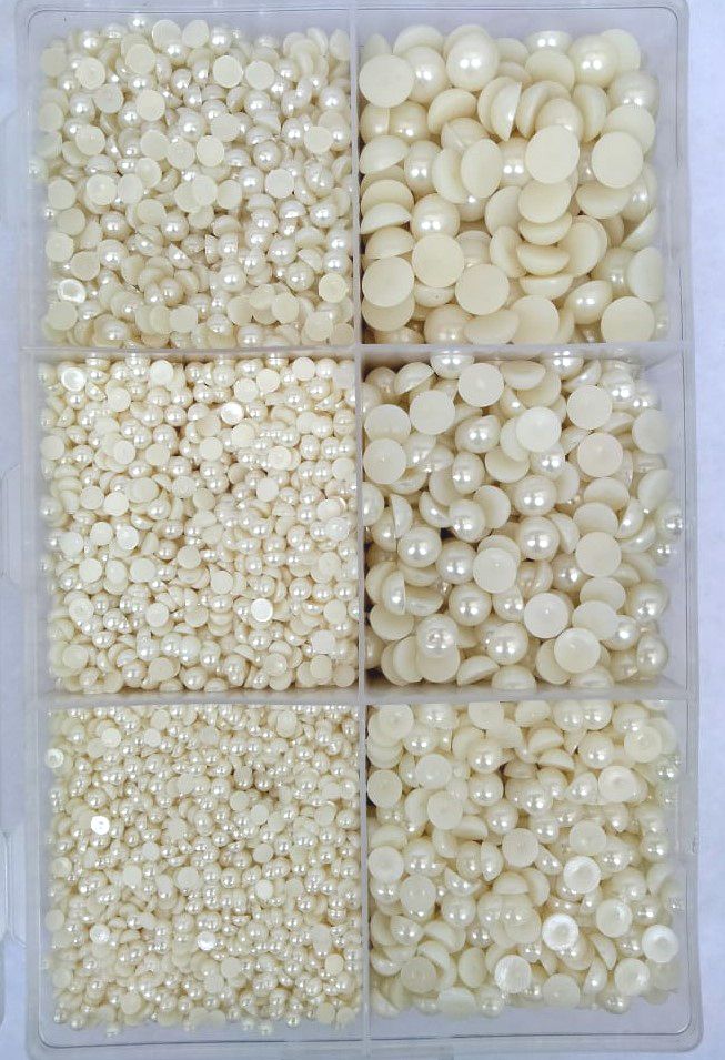 4MM TO 12MM OFF-WHITE HALF ROUND PEARL BEADS FOR CRAFT[TOTAL 3400 PCS]-image-46
