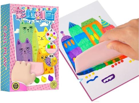 pmw Scratch Art for Kids, Squeegee Painting Kits, Magic Dot Paint Paper Notebooks-picture-31