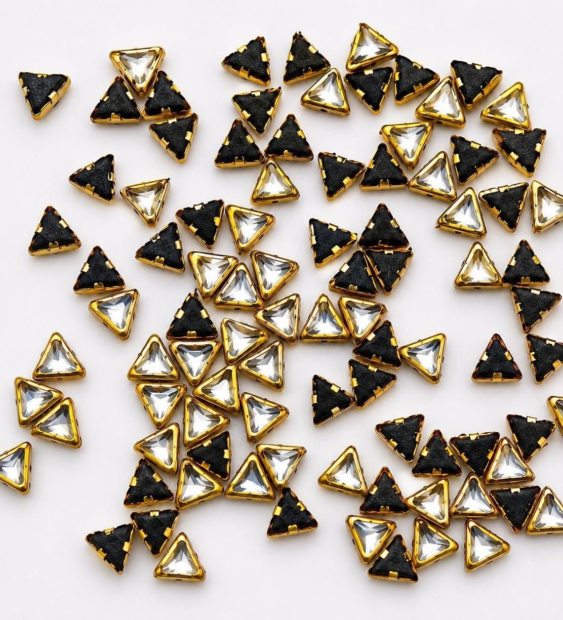 jkr Triangle Kundan Mirror Gems | Gold Tone Flat Back Craft Supplies (3x3mm)-picture-18
