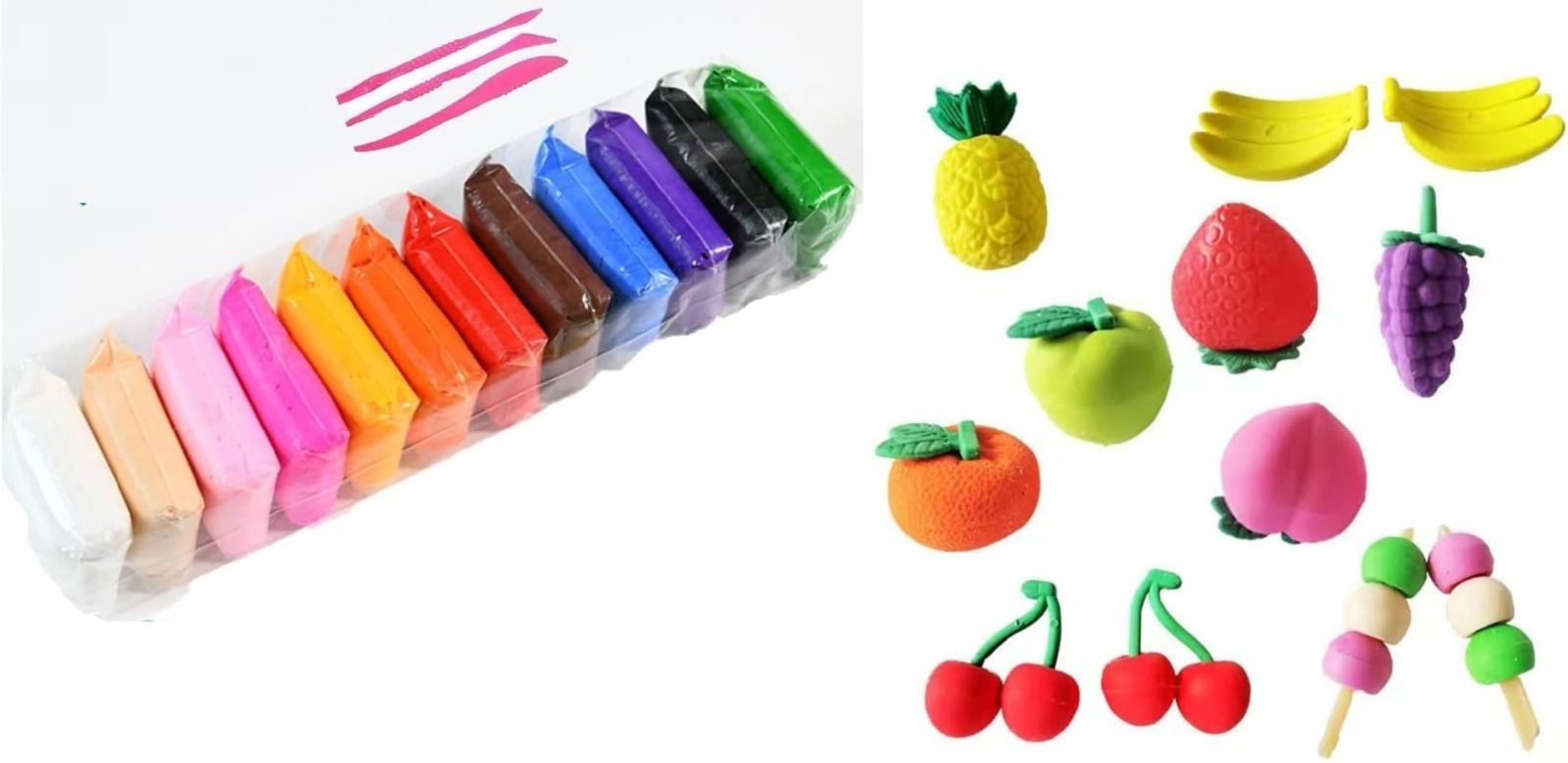 novitash 12PCS Color Modeling Clay with 4PCS Fruit Erasers Combo Pack Kids Art &Craft Kit-picture-2