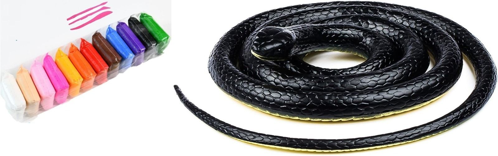 novitash 12 Color Air Dry Clay with Rubber Snake Toy Combo Modeling Clay 2Pcs Snake Toy-picture-7