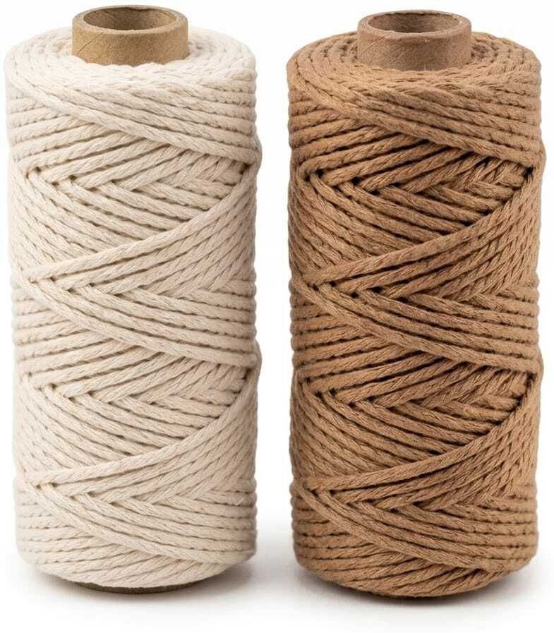 PREMIUM 3PLY 3MM 10MTR EACH MACRAME THREAD FOR CRAFTING WHITE,MUD COLOR-image-1