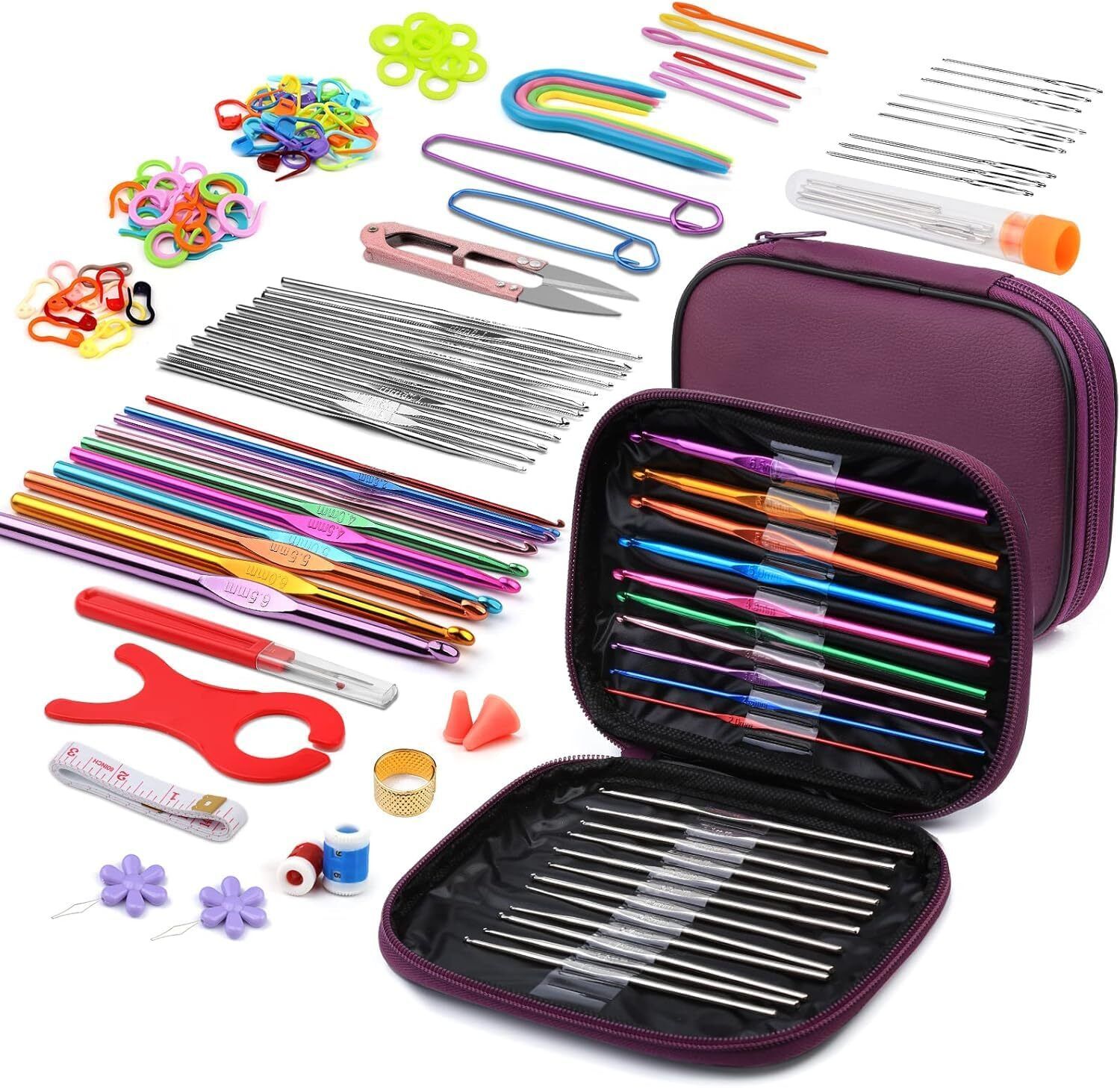 110 pcs Crochet Hook Set and Knitting Needles Set for Beginners and Experts-image-1