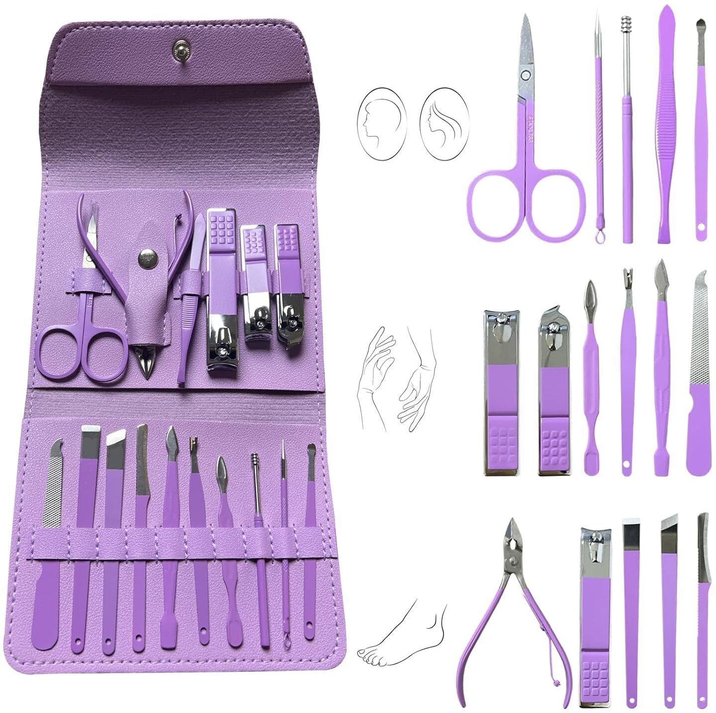novitash 16 Pcs Professional Manicure & Pedicure Kit – Purple (Pack of 1)-picture-12
