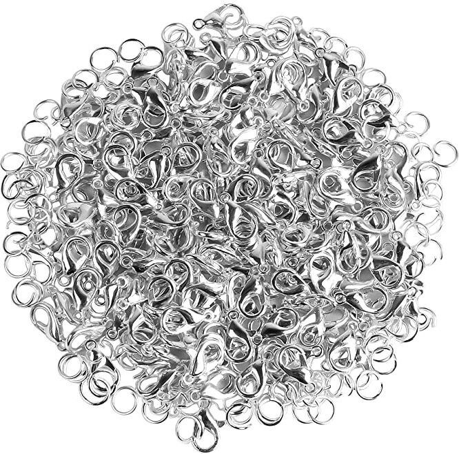 Lobster Clasps Hooks for Necklace Bracelet/Findings Fasteners - Silver (50 Pcs)