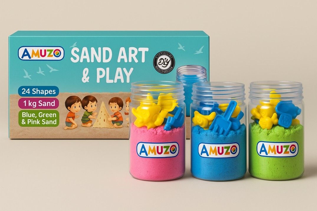 Sand Art & Play Kit | 1kg Kinetic Sand with 24 Shapes | Kids 3+ Toy-image-33