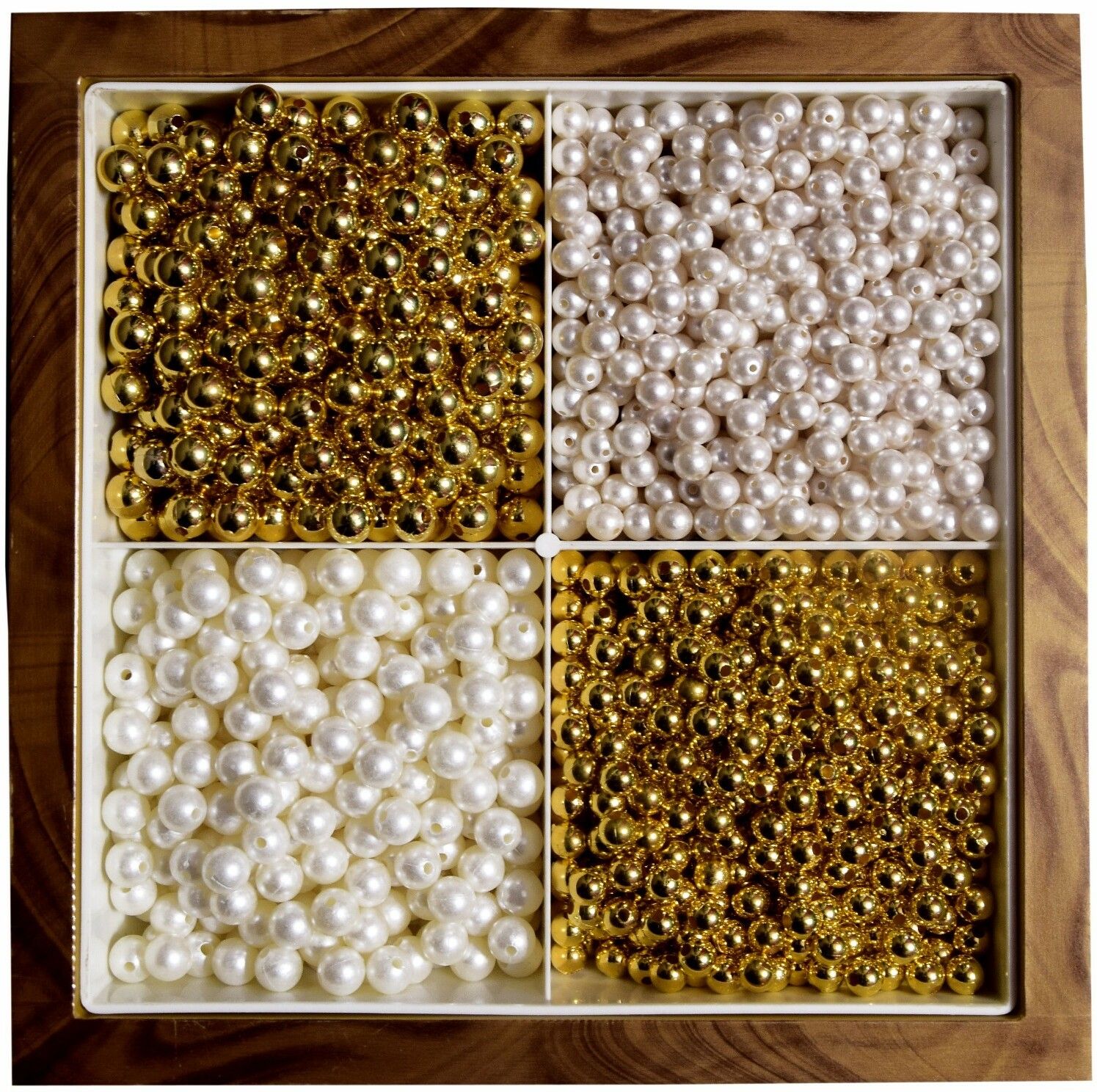 GOLDEN AND CREAM COLOR 6 MM AND 8 MM BEADS FOR EMBROIDERY AND ART AND CRAFT AND JWELLERY WORK - 700 PCS-image-24