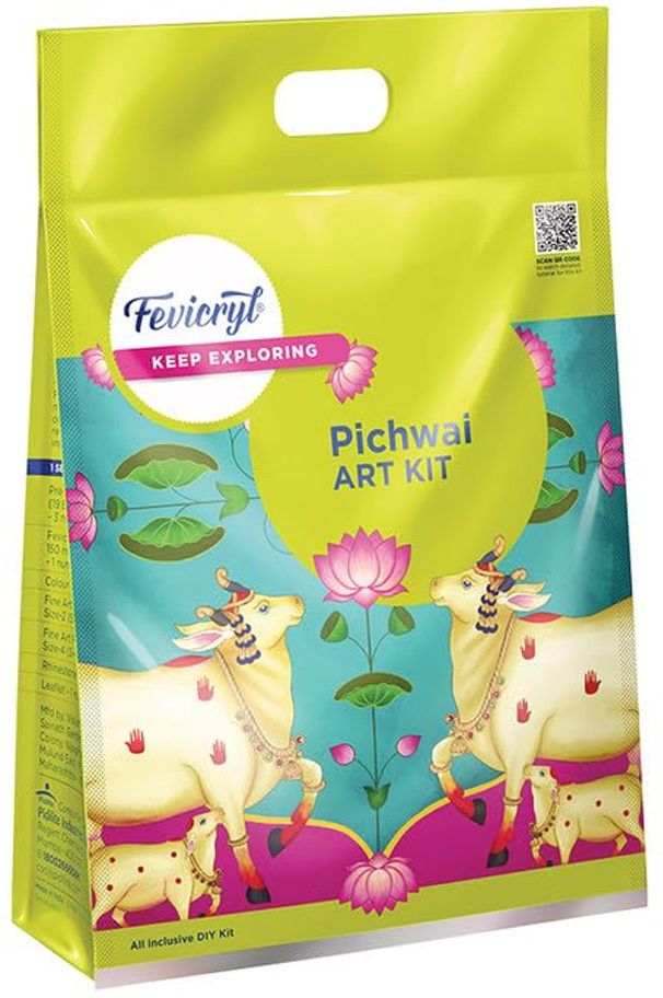 Pichwai Art kit With Pre-printed MDF boards, acrylic paints, brushes
