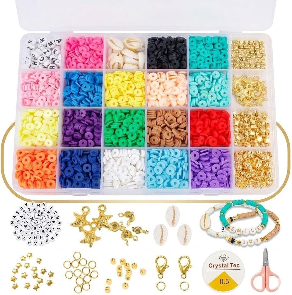 Bracelet Making Kit Beads for Jewelry Making Polymer Clay Flat Beads-s925-image-15