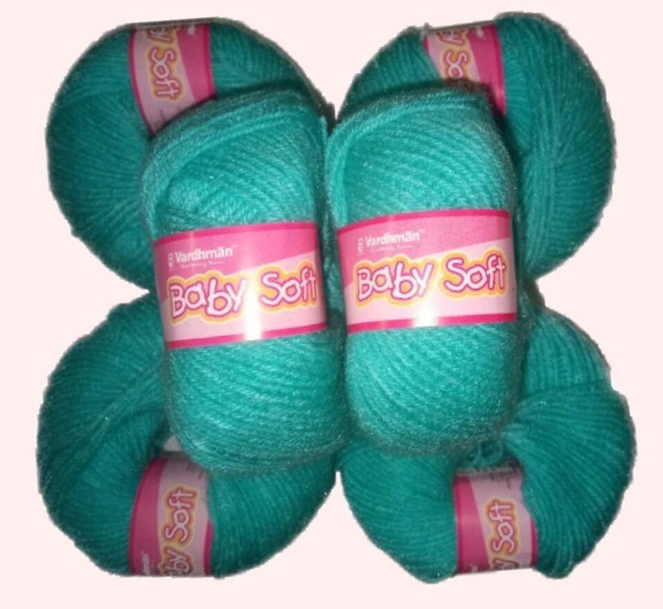vardhman wool Baby Soft Wool Hand Knitting Soft Fingering Crochet Hook 6 pcs (150gms) Teal-picture-26