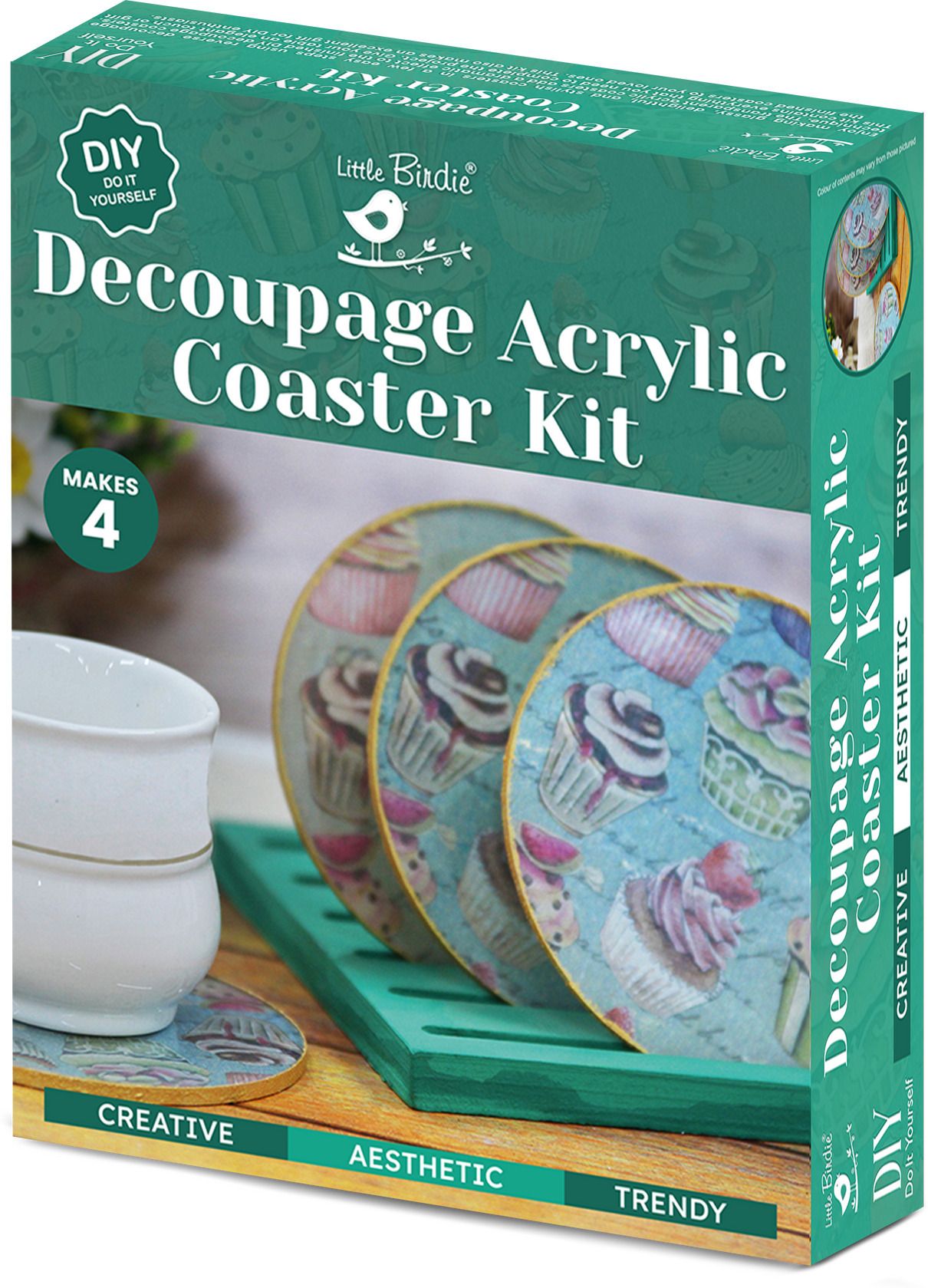 DIY Decoupage Acrylic Round Coasters Kit 3pc 1BOX-image-2