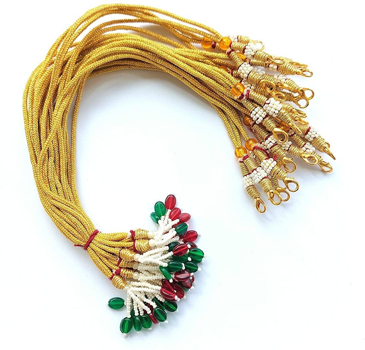 6pc Metal Brass Pearl Necklace Back Rope Dori Silk Thread dori For Bridal Dori Chain Set-image-44