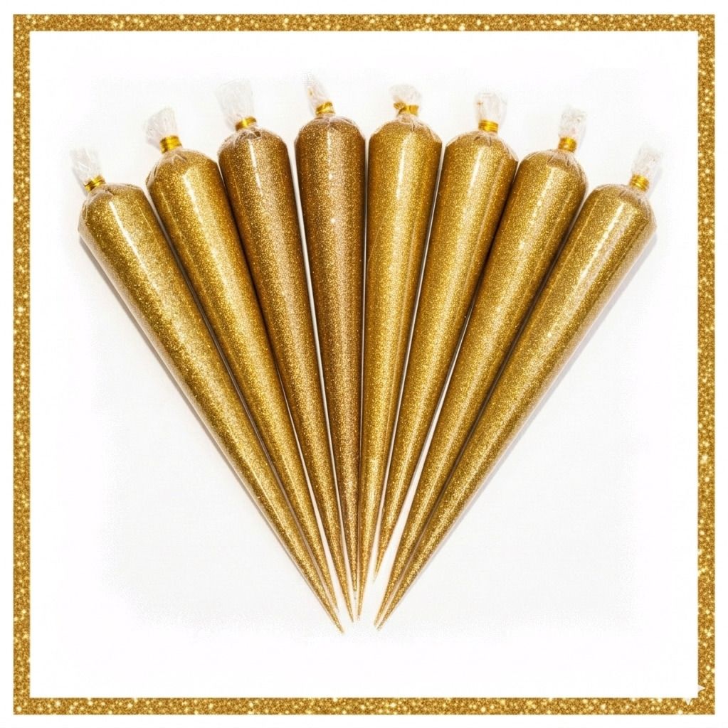 the artisan flow Premium Glitter Cones for Fabric & DIY Crafts - Pack of 8 (Golden)-picture-12