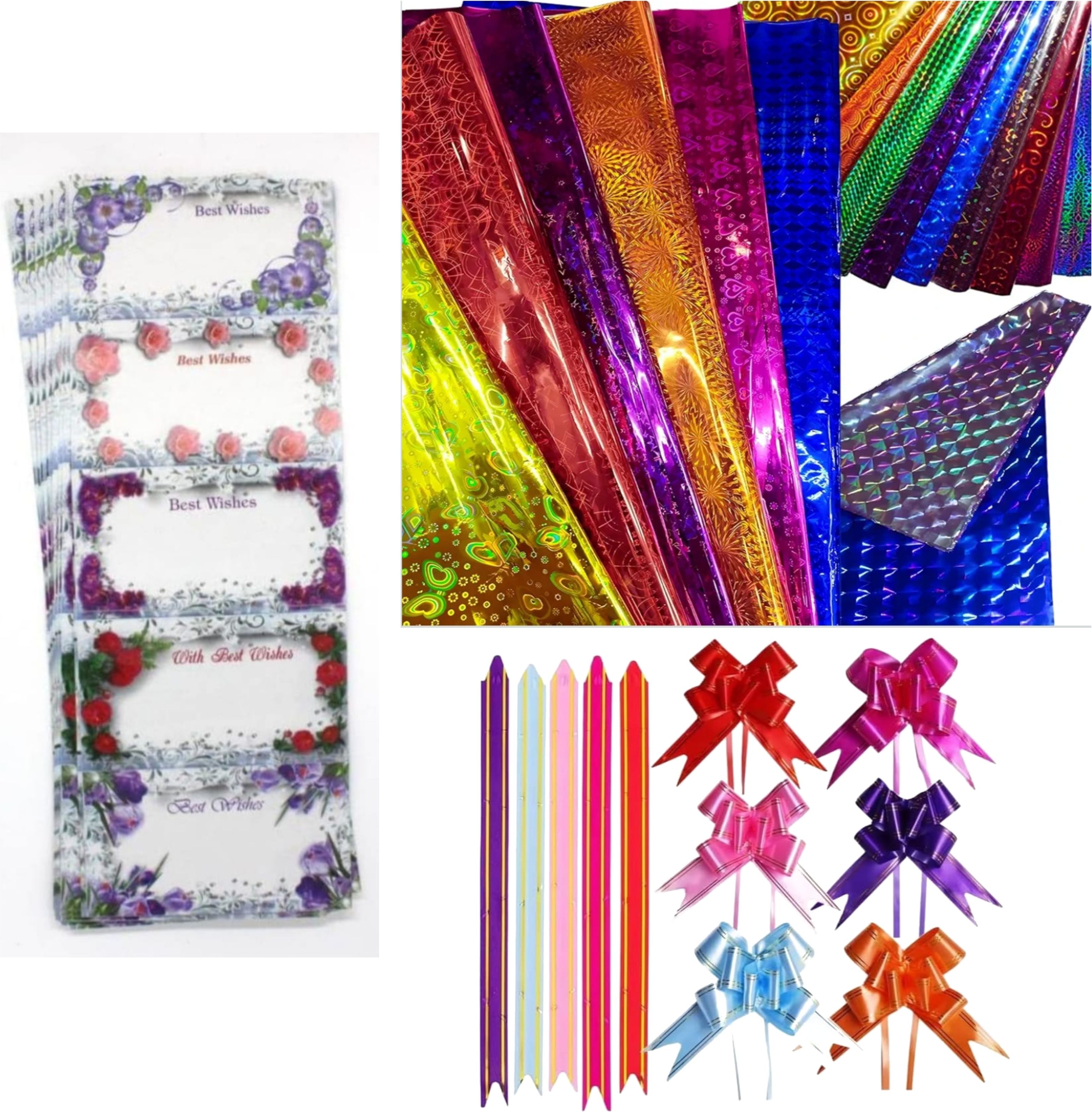 waaome ® Combo(40 Gift Wrapping Paper + 40 Best Wishes Sticker+ 40 Flower Ribbon)(A402)-picture-18