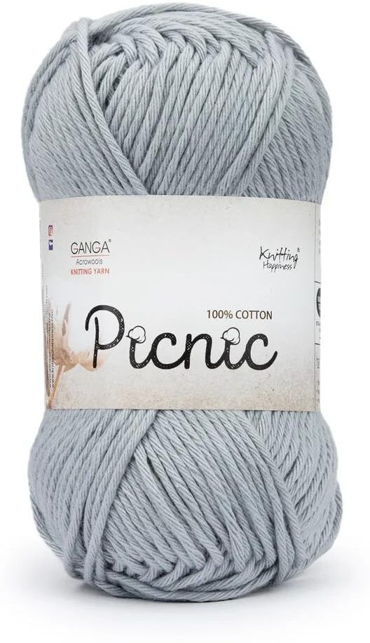Acrowools Picnic 100% Cotton Knitting Yarn(Grey Shade No. 5, 200 Grams)-image-3