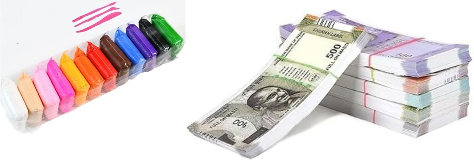 yooko 12 PCS Air Dry Modeling Clay with 60 Pcs Bundle Play Money Notes Combo Pack-picture-35