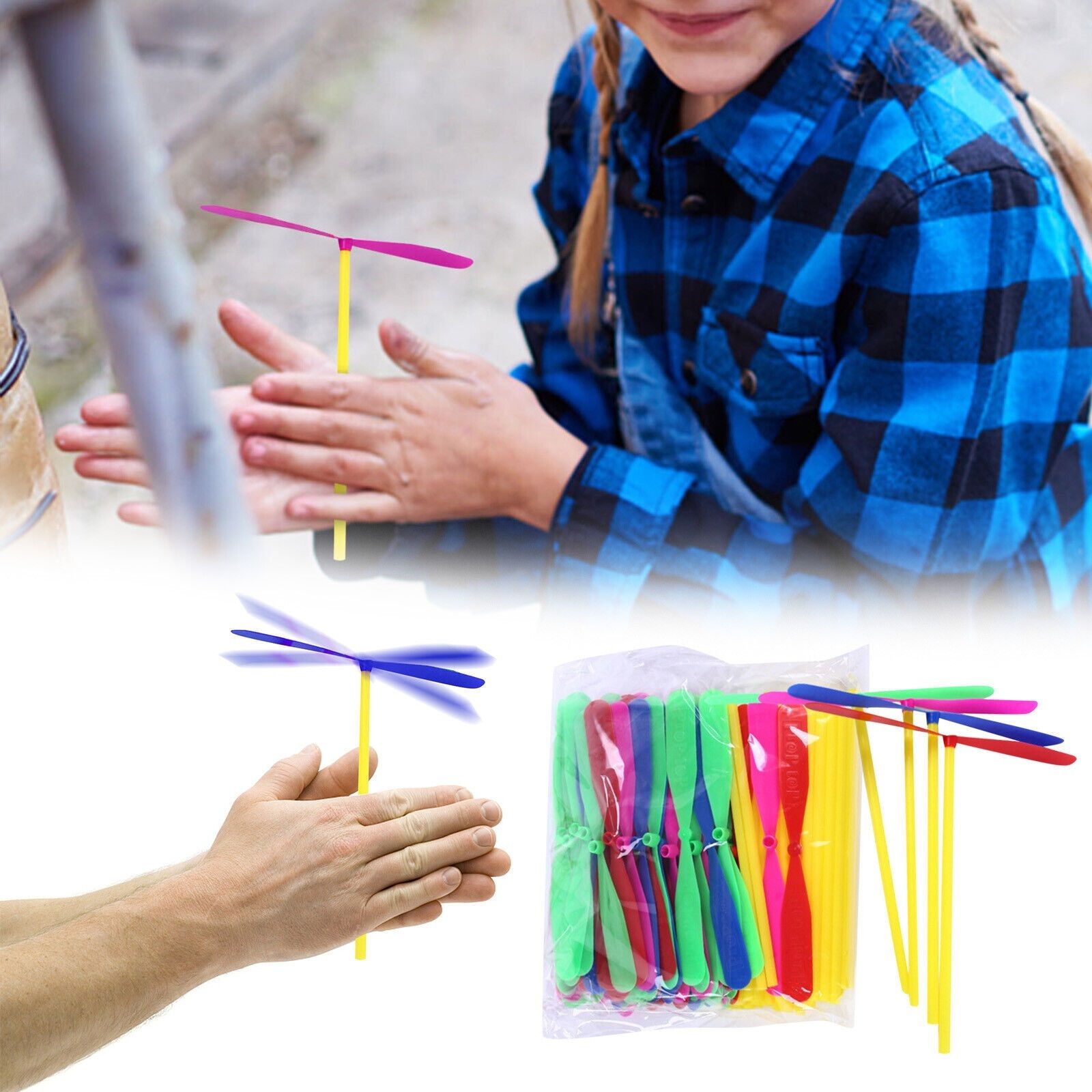24 Pcs Bamboo Dragonfly Hand Rub Propeller Novelty Hand Helicopter Flying Toy-image-3