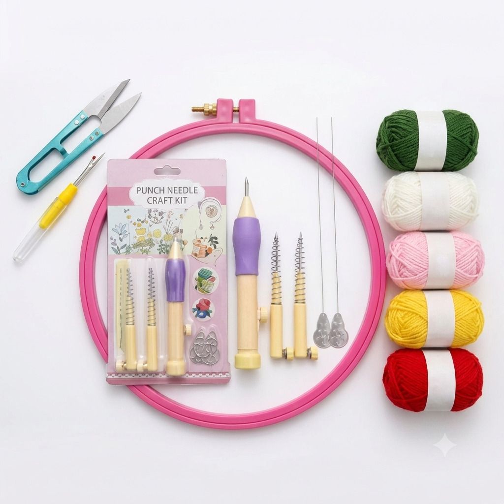 khusha creations 5pcs Wool With Punch Needle Plastic Hoop Tools for DIY Crafts-picture-22