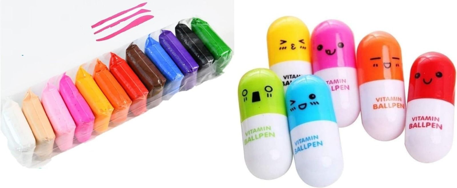 novitash 12 PCS Color Modeling Clay with 6 Pcs Capsule Ball Pen Combo Pack-picture-4