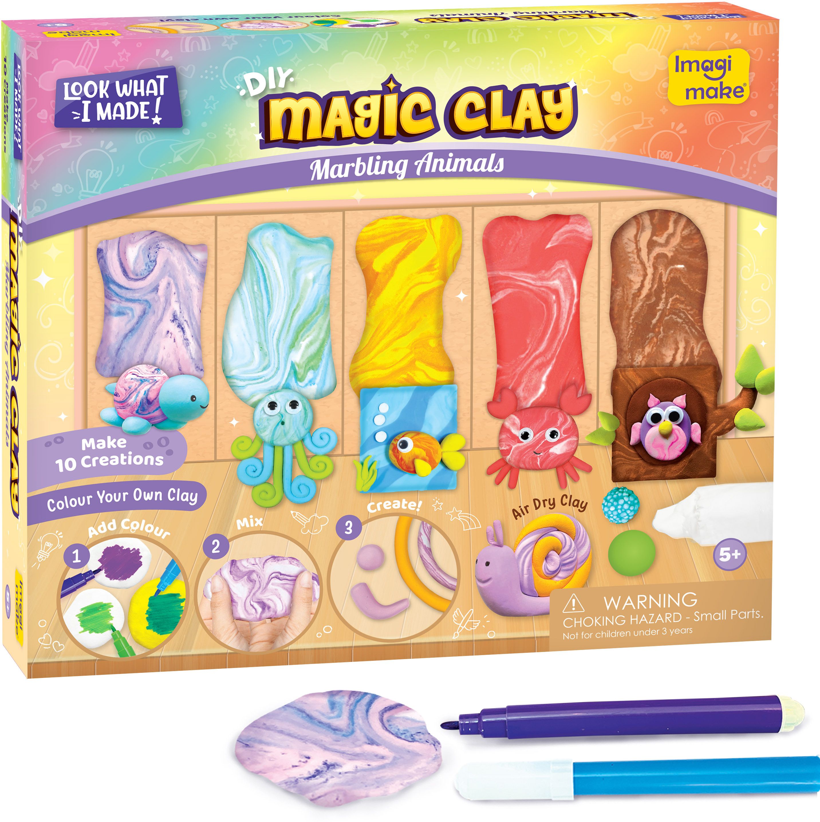 imagimake Magic Clay | Colour & Create | Marbling Animals Craft Kit-picture-12
