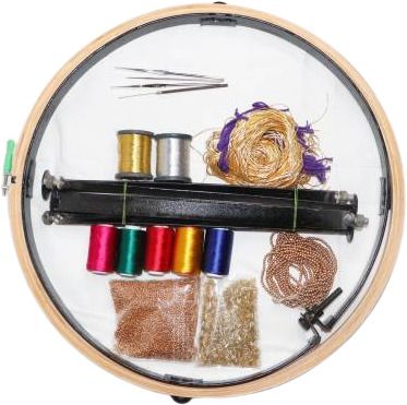 sigmatech Aari Work 18" Wooden Stand Hoop with 15 Items Embroidery Materials Kit7-picture-11