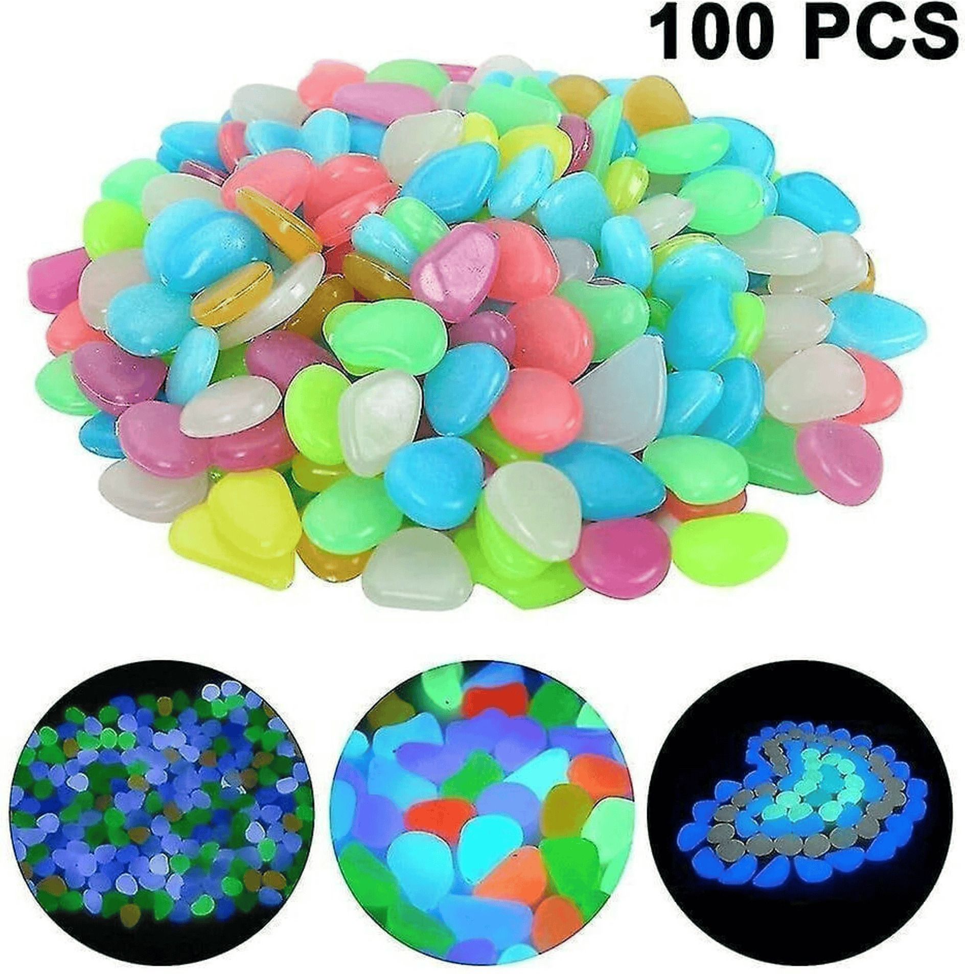 mapestar7 100 Pcs Mixed Colorful Luminous Stones, Decorative Pebbles for Aquarium Fish Polished Angular Plastic Stone-picture-14