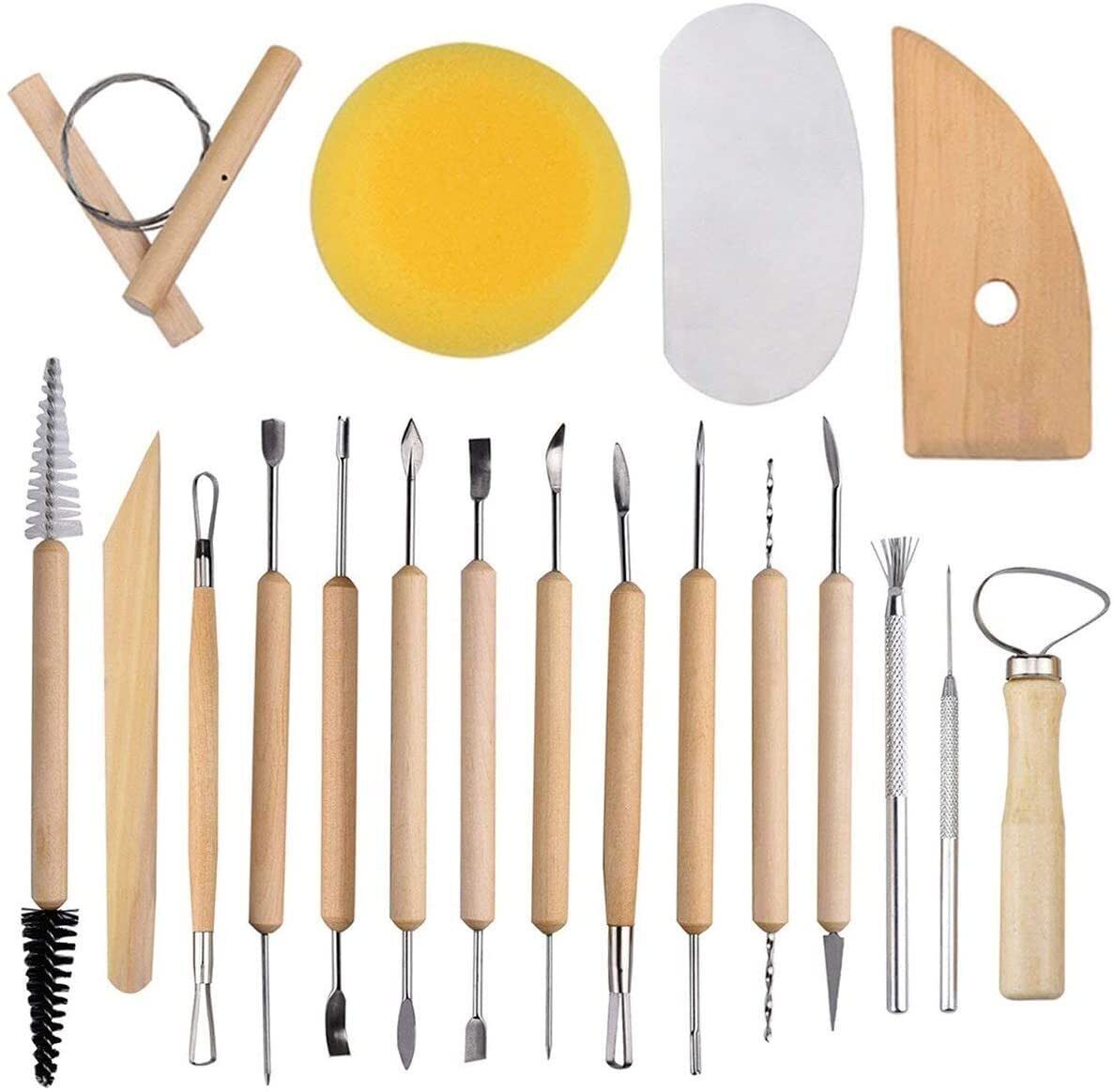 19 Pcs Pottery Tools Clay Sculpting Tool Set, for Cleaning, Shaping and Trimming