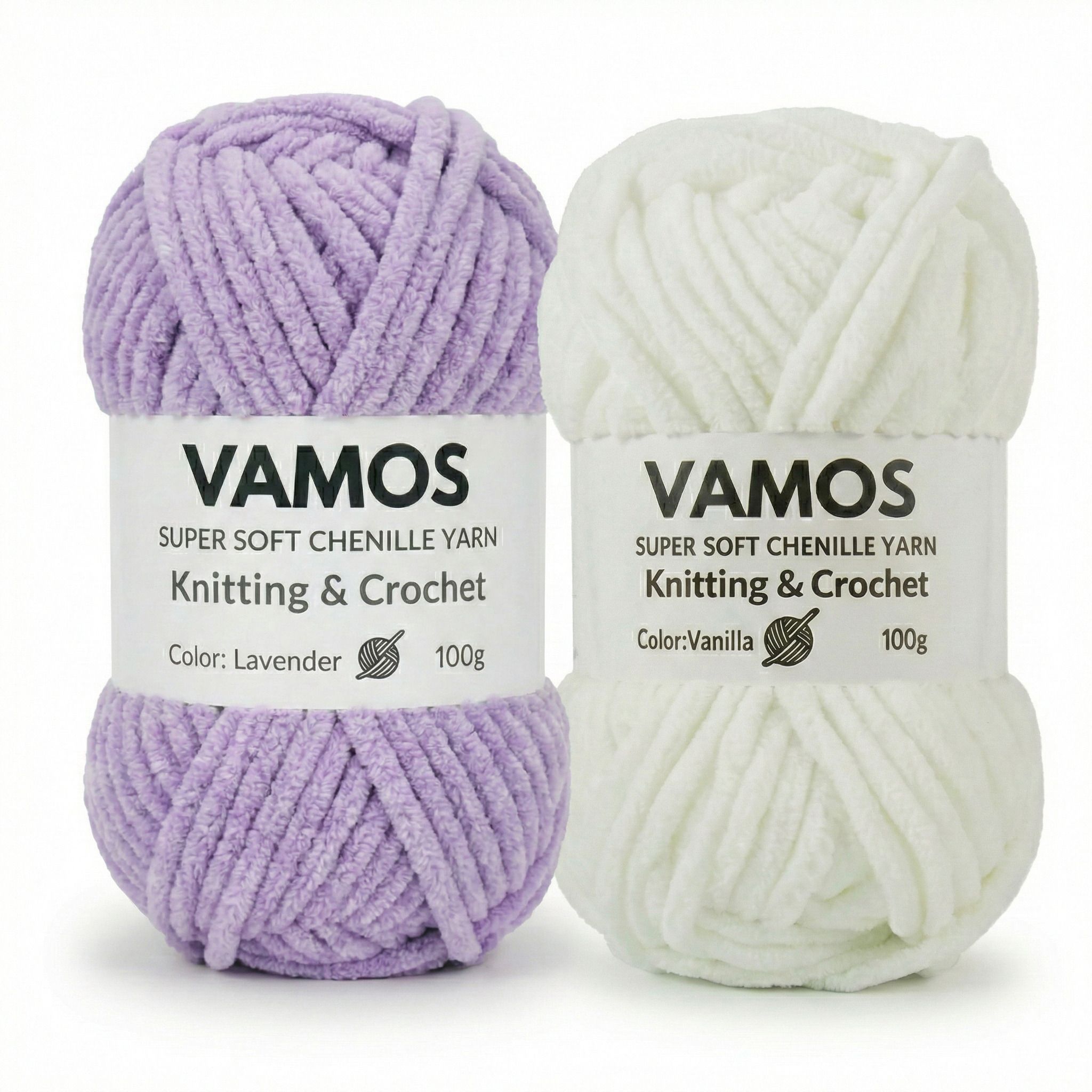 Chenille Yarn Set of 2 (100g Each) Plush Bulky Yarn Combo for Crochet & Knitting-image-0