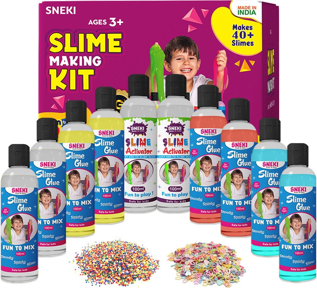 DIY (40+Slime) Multicolor Putty Toy Slime Making Activator Glue Kit Set for Kids-image-10